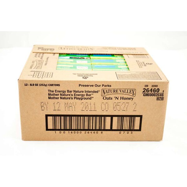 Barra de granola Nature Valley Crunchy Oats & Honey de 8.94 oz., PK12 - 16000-26460