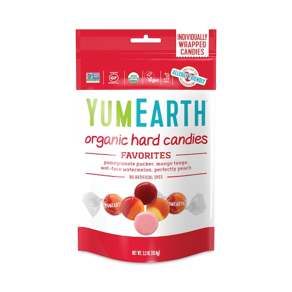 Yumearth Organic Favorite Fruit Hard Candies, Bolsa de 33 oz, sabores surtidos, paquete de 3, 3PK - 190
