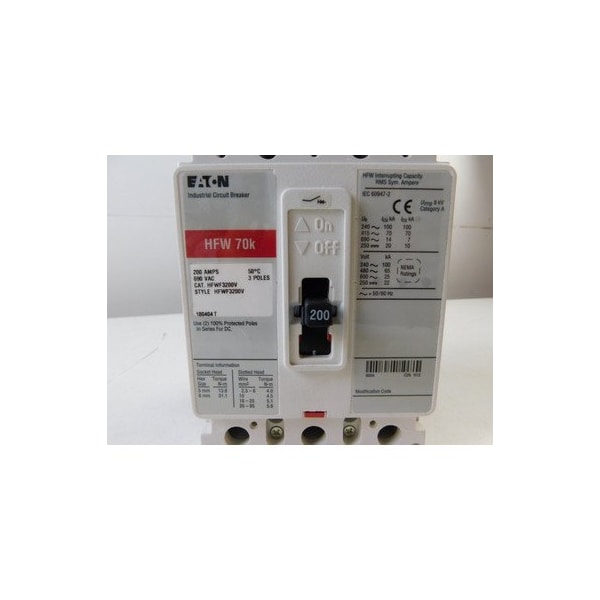 Eaton Molded Case Breakers MCCBs HFWF 3P 200A 240V 50/60Hz 3Ph F Frame - HFWF3200V