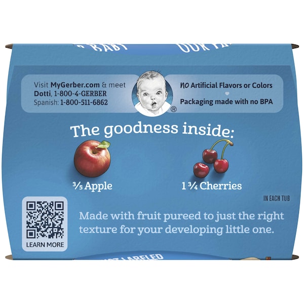 Alimento para bebé Gerber 2nd Foods Manzana Cereza 4 oz., paquete de 16 - 00015000076665