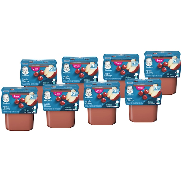 Alimento para bebé Gerber 2nd Foods Manzana Cereza 4 oz., paquete de 16 - 00015000076665