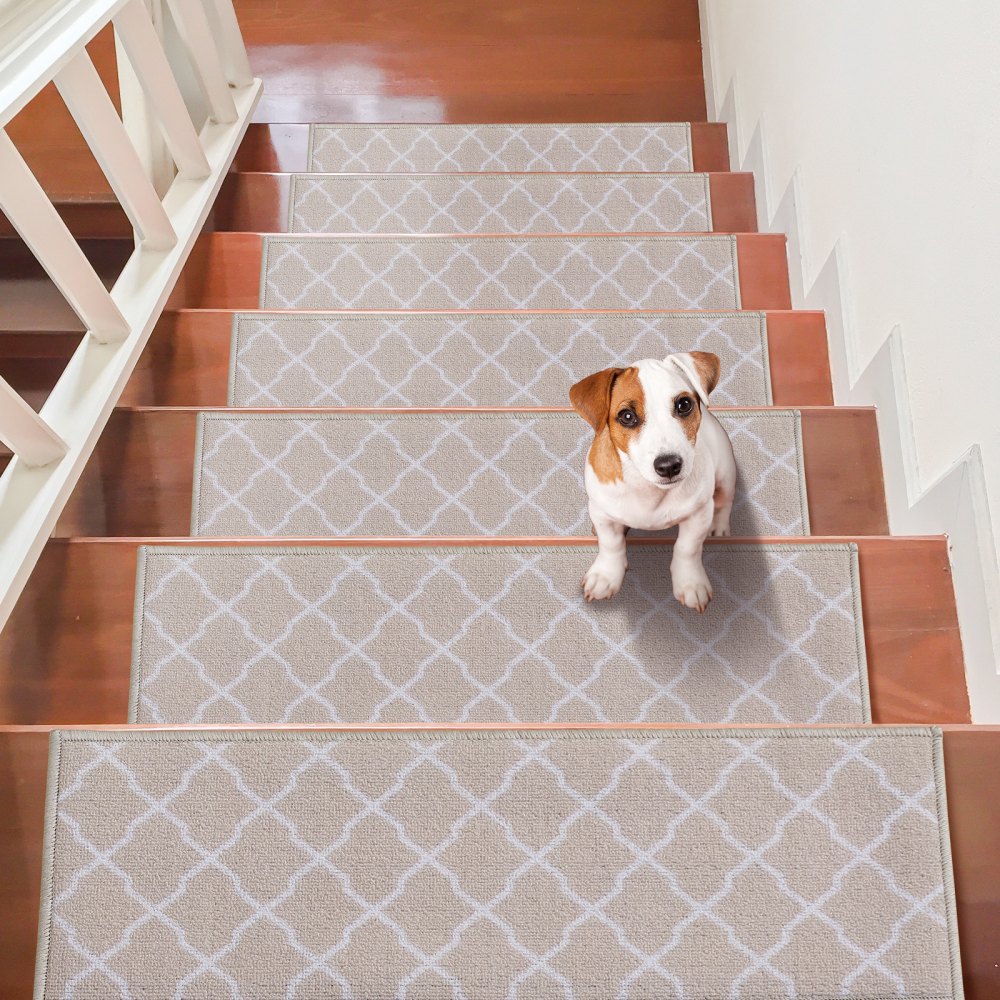 VEVOR Stair Treads, Stairs Carpet Non Slip 9" x 28", Indoor Stair Runner for Wooden Steps, Anti Slip Carpet Soft Edging Stair Rugs Mats for Kids Elders and Dogs, 15 pcs, Light Brown - LTFHDSSTPE289PNPKV0