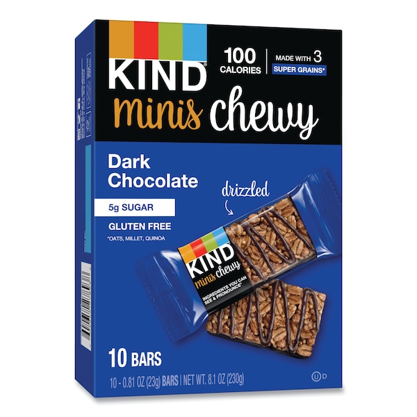 Kind Minis Chewy, Chocolate Oscuro, 0.81 oz, Paquete de 10 - 27896