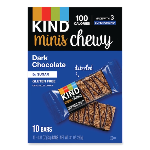 Kind Minis Chewy, Chocolate Oscuro, 0.81 oz, Paquete de 10 - 27896