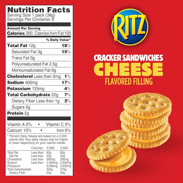 Ritz Nabisco Ritz Cheese Cracker Sandwich 1.35 oz., paquete de 112 - 00211