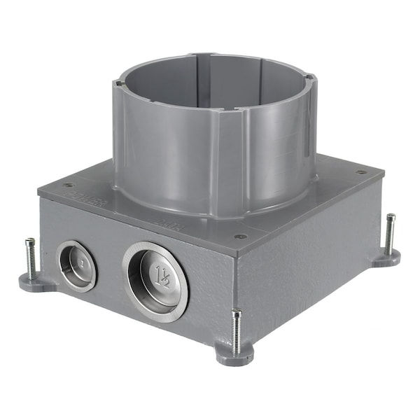 Hubbell Wiring Device-Kellems Electrical Box, 156 cu in, Floor Box Type, 2 Gangs, PVC, Round Shape - S1CFB