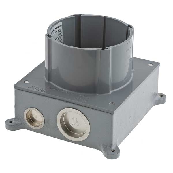 Hubbell Wiring Device-Kellems Electrical Box, 156 cu in, Floor Box Type, 2 Gangs, PVC, Round Shape - S1CFB