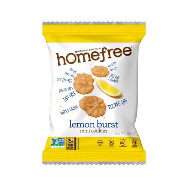 Galletas mini sin gluten con sabor a limón, tamaño individual de 1 oz en bolsas. Paquete de 30.
