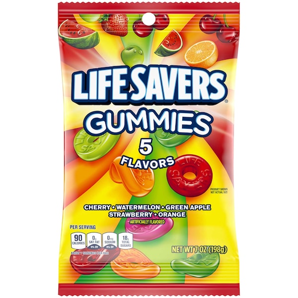 Salvavidas Life Savers Gomitas Dulces de Cinco Sabores 7 oz., Paquete de 12 - 314122