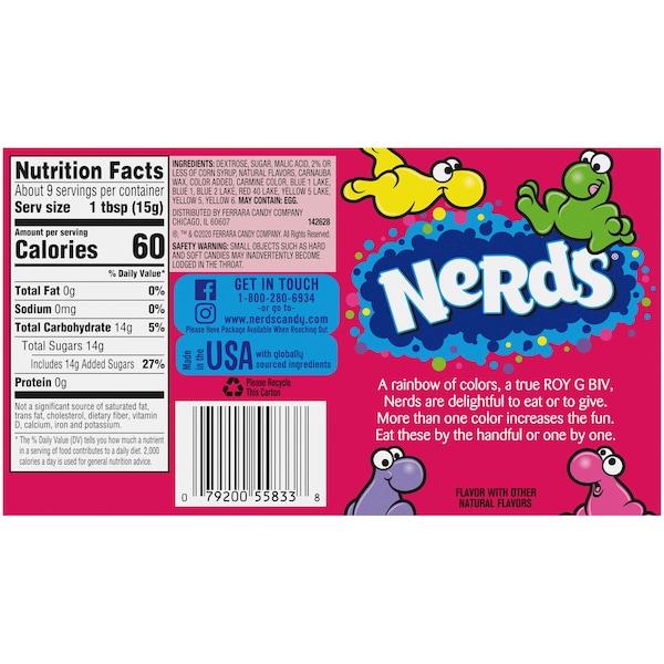 Nestle Rainbow Nerds 5 oz. Caja, PK12 - 00079200674380U