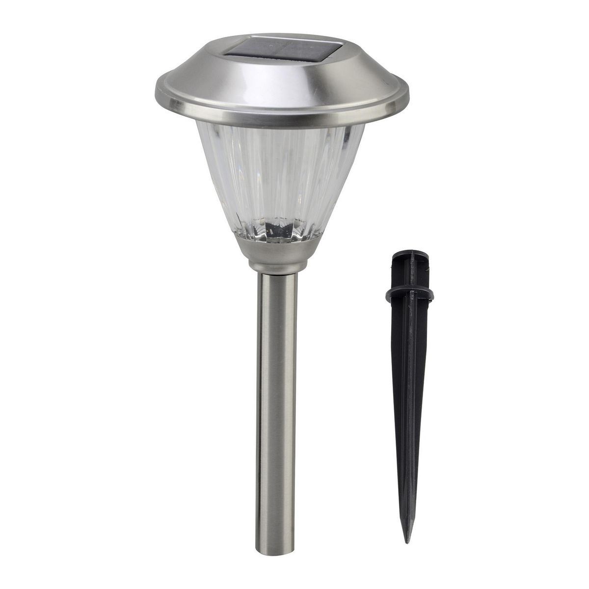 Luz para camino de vidrio con acabado metálico y LED solar de 16 pulgadas de One Stop Gardens - 57680.