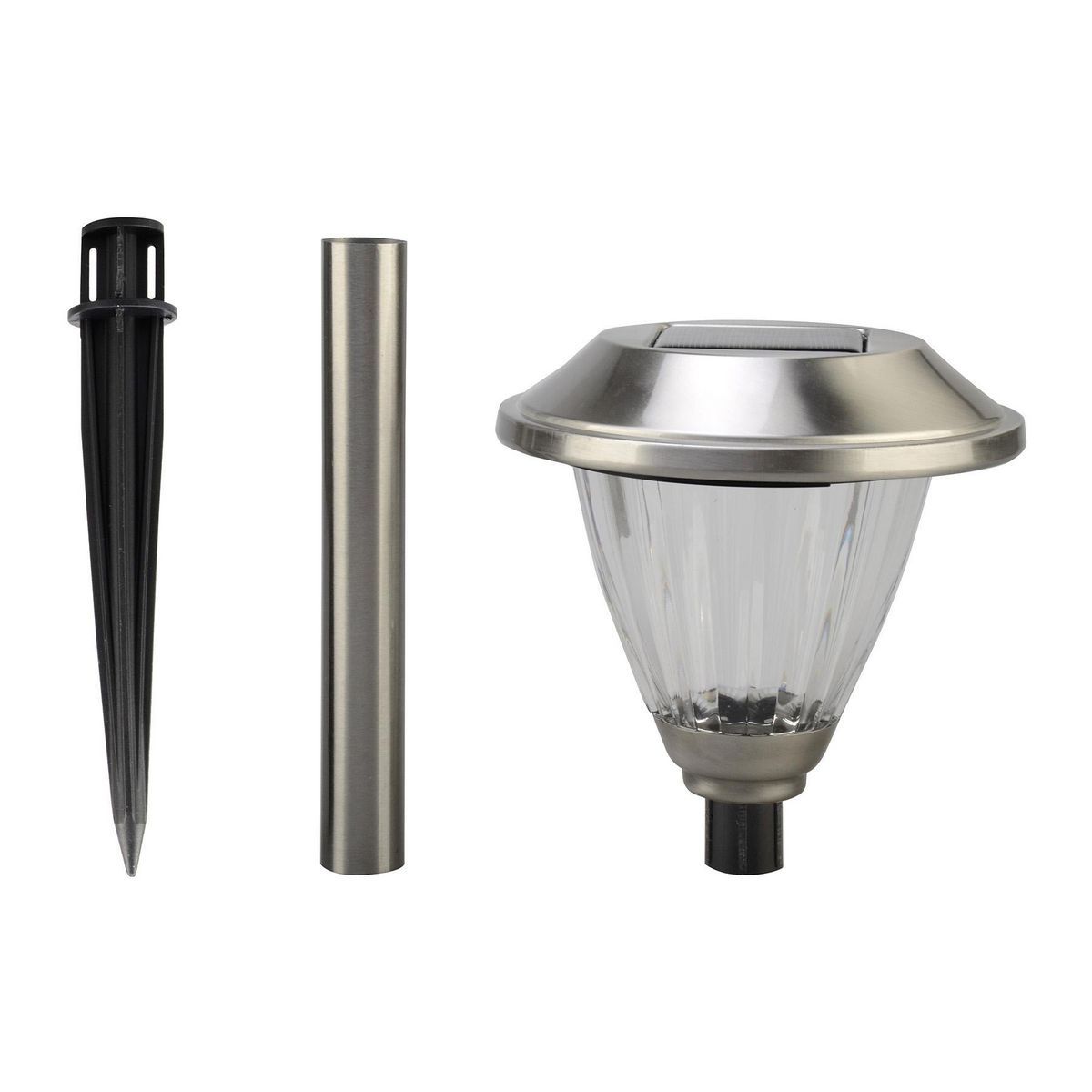 Luz para camino de vidrio con acabado metálico y LED solar de 16 pulgadas de One Stop Gardens - 57680.