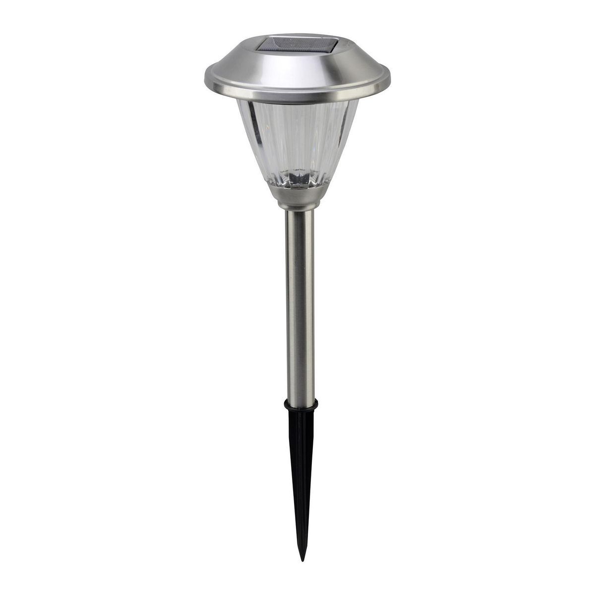 Luz para camino de vidrio con acabado metálico y LED solar de 16 pulgadas de One Stop Gardens - 57680.