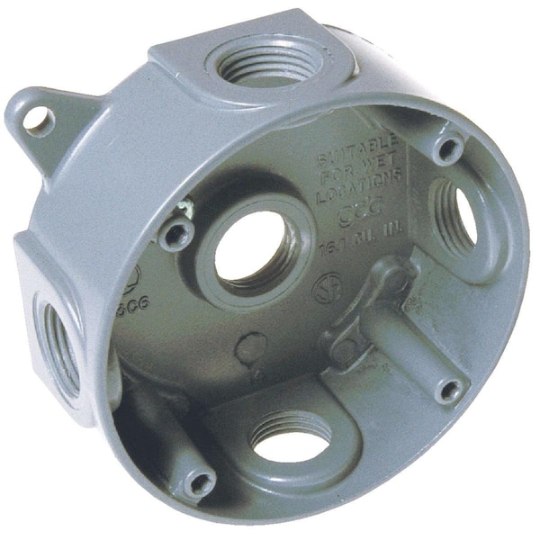 Bell Electrical Box, 16 cu in, Outlet Box Type, Aluminum, Round Shape - 5361-5