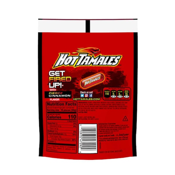 Hot Tamales Hot Tamales 10 oz. Bolsa de pie de Canela Feroz, PK8 - 7097049298