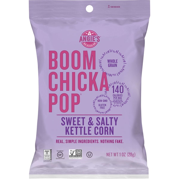 Angies Boomchickapop Dulces Artesanales Dulce y Salado Kettle Corn 1 oz. Bolsa, Paquete de 24 - 1878001213