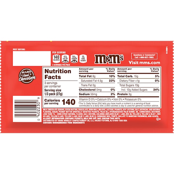 M&Ms M&M's King Size Peanut Butter 2.83 oz., PK144 - 239479

Rey de M&M's de mantequilla de cacahuate tamaño King 2.83 oz., PK144 - 239479