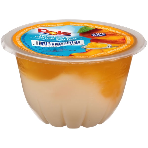Duraznos Dole en un tazón de plástico de 4.3 oz. con crema, paquete de 36 - 03140.