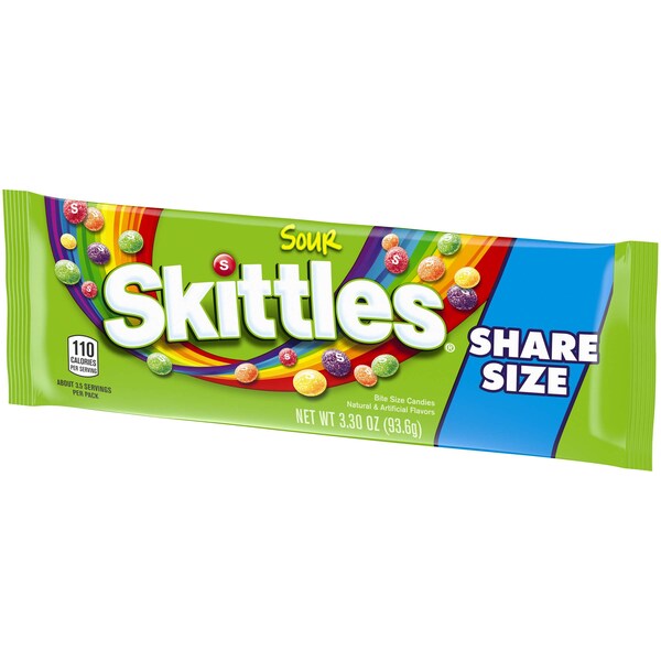 Skittles Skittles Tear/Share Skittles Sours 3.3 oz., Paquete de 144 - 141047