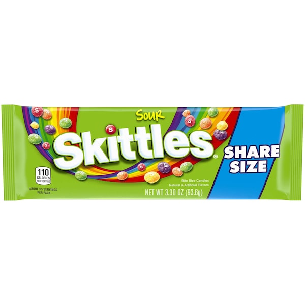 Skittles Skittles Tear/Share Skittles Sours 3.3 oz., Paquete de 144 - 141047