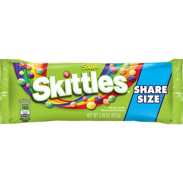 Skittles Skittles Tear/Share Skittles Sours 3.3 oz., Paquete de 144 - 141047