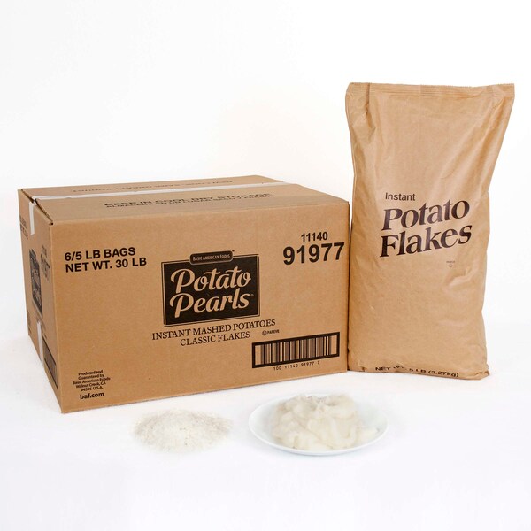 Perlas de papa Baf Baf, copos de papa BAF bajo en sodio, 816 porciones, bolsas de 5 libras, paquete de 6 - 91977.