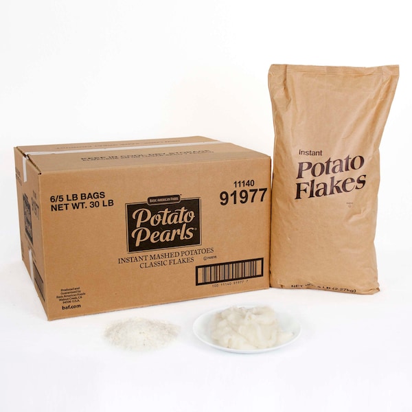 Perlas de papa Baf Baf, copos de papa BAF bajo en sodio, 816 porciones, bolsas de 5 libras, paquete de 6 - 91977.