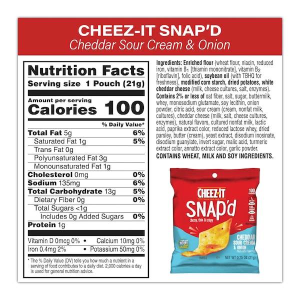 Paquete variado de galletas saladas horneadas Cheez-It, (8) bolsas de 0.75 oz/(37) bolsas de 1.5 oz, PK45 - 700-00122