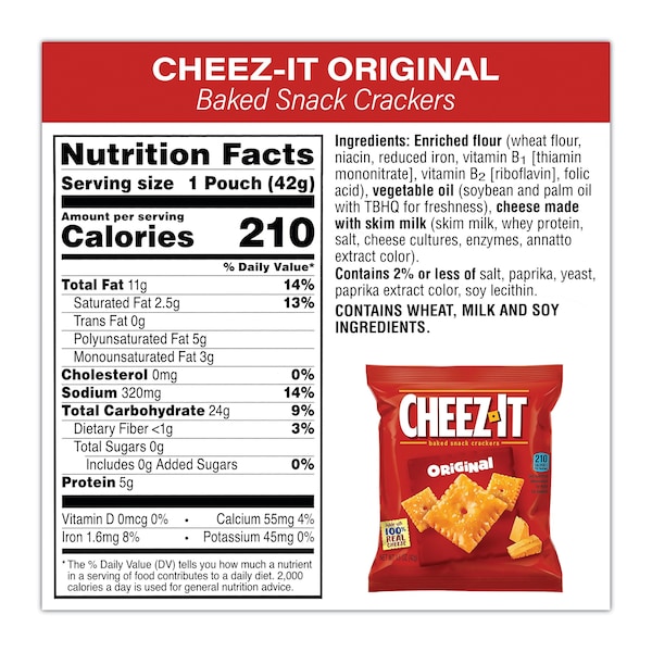Paquete variado de galletas saladas horneadas Cheez-It, (8) bolsas de 0.75 oz/(37) bolsas de 1.5 oz, PK45 - 700-00122
