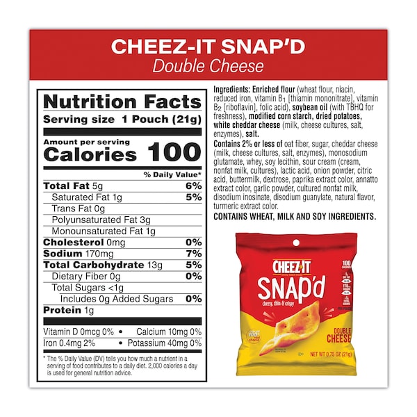 Paquete variado de galletas saladas horneadas Cheez-It, (8) bolsas de 0.75 oz/(37) bolsas de 1.5 oz, PK45 - 700-00122