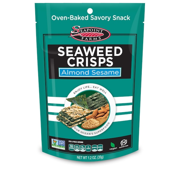 Botanas de Algas Marinas Seapoint Farms - Almendra Sésamo, Paquete de 12 - G420