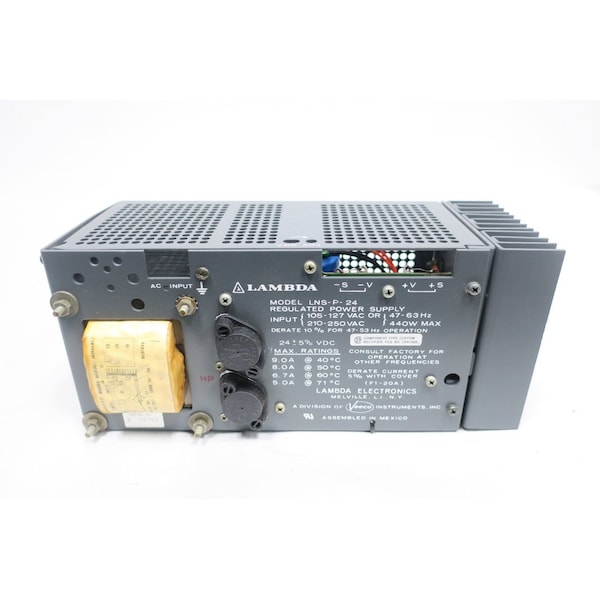 Lambda AC to DC Power Supply, 105/210V AC, 24V DC, 440W, 9A - LNS-P-24