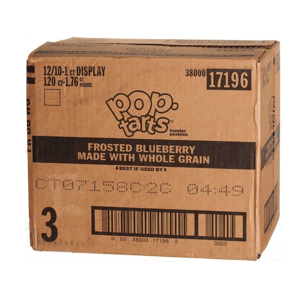 Pop-Tarts de Kellogg's de grano entero con glaseado de arándano, 1 pieza, paquete de 120 - 3800017196.