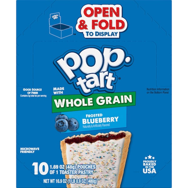 Pop-Tarts de Kellogg's de grano entero con glaseado de arándano, 1 pieza, paquete de 120 - 3800017196.