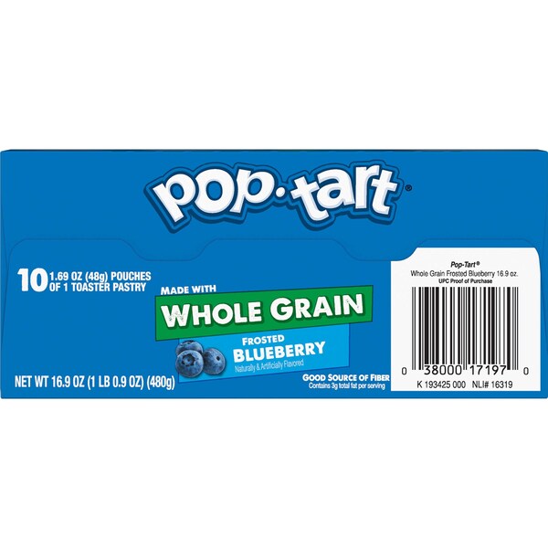 Pop-Tarts de Kellogg's de grano entero con glaseado de arándano, 1 pieza, paquete de 120 - 3800017196.