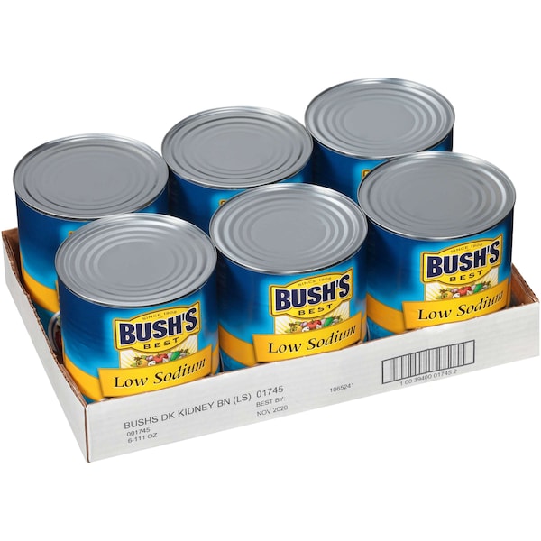 Bush's Best Frijoles Dark Kidney Bajos en Sodio en Lata #10, PK6 - 01745