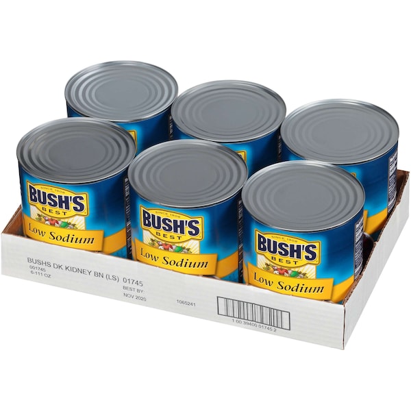 Bush's Best Frijoles Dark Kidney Bajos en Sodio en Lata #10, PK6 - 01745
