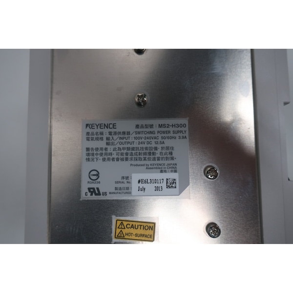 Keyence Power Supply, 85 to 264V AC, 24V DC, 300W, 12.5A - MS2-H300