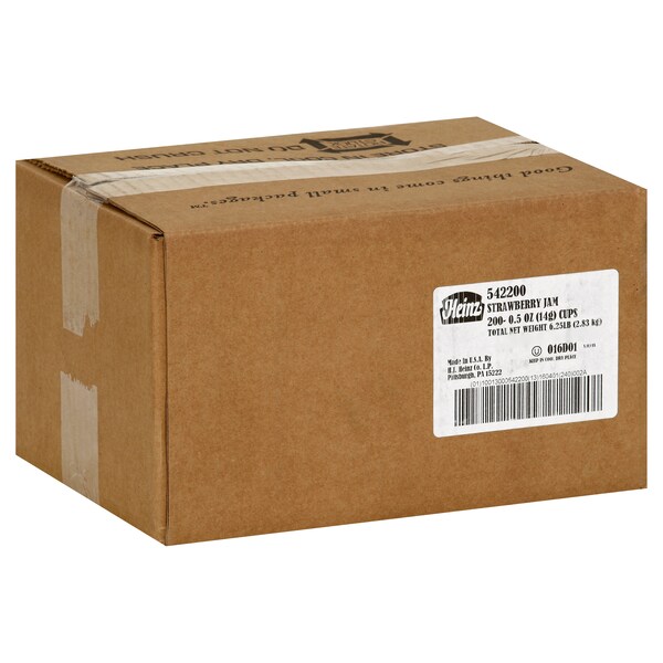 Mermelada de fresa individual de Heinz en taza de 0.5 oz, paquete de 200 - 10013000542200