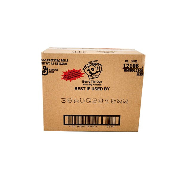 Betty Crocker Betty Crocker Fruit By The Foot Berry Tie-Dye 0.75 oz., PK96 - 16000-12106

Traducción: Betty Crocker Fruta por el pie Baya Tie-Dye 0.75 oz., PK96 - 16000-12106