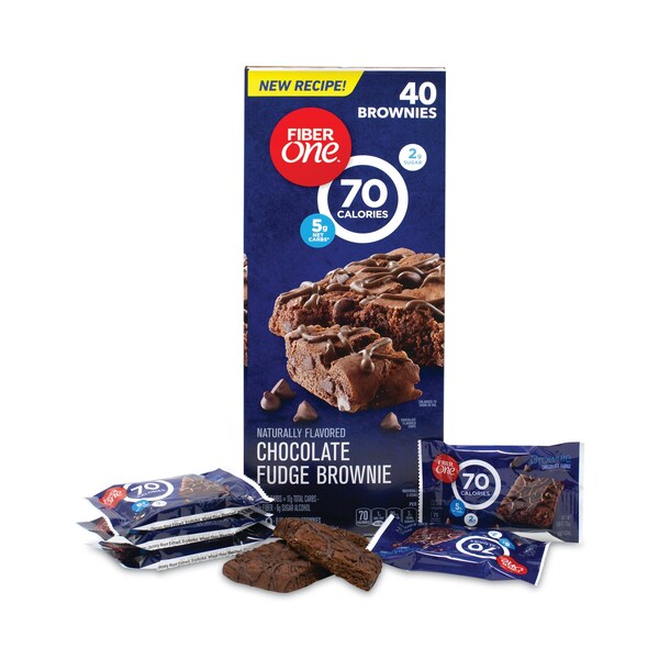 Brownies de Chocolate con Fudge de Fibra Uno de 70 Calorías, 0.89 oz, Paquete de 40, 40 Paquetes - 115637