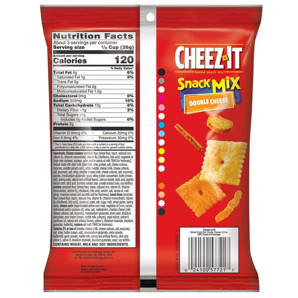 Cheez-It Cheez-It Galletas de Queso Doble Cheese Snack Mix 3.5 oz. Bolsa, PK6 - 2410057720