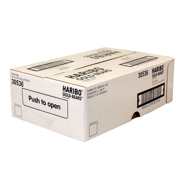 Bolsa para compartir de 3.5 oz de dulces de goma Haribo Gold-Bears, PK18 - 30536.