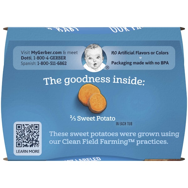 Alimentos para bebé de camote de Gerber Gerber 2nd Foods 4 oz., paquete de 16 - 00015000076542