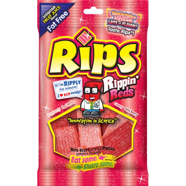 Rips Rips Mordidas Tamaño Bocado Rojos 4 oz. Bolsa de Plástico, Paquete de 12 - 37520