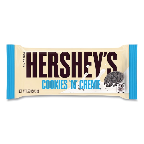 Barra de caramelo Hersheys Cookies 'n' Creme, Barra de 1.55 oz, caja con 36 piezas - 23900.