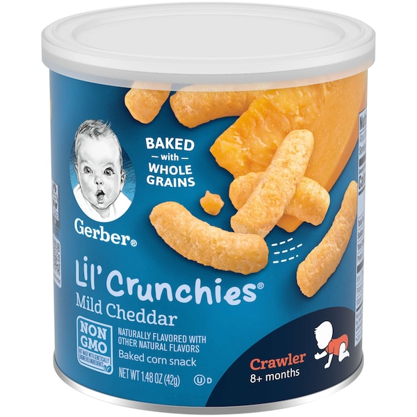 Bocadillos Gerber Gerber Lil' Crunchies de Queso Cheddar Suave 1.48 oz., Paquete de 6 - 10015000048300