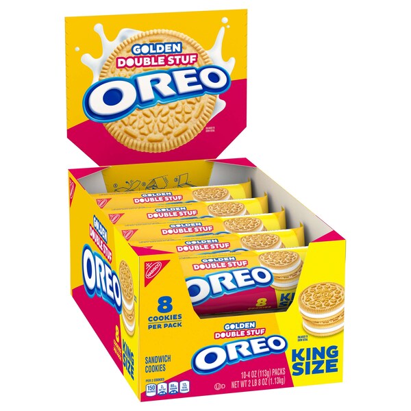 Galletas Oreo King Size Double Stuf Golden de 8 galletas, Paquete de 20 - 05082