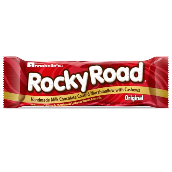 Barra de caramelo de leche con malvavisco, chocolate y marañón de Annabelle Candy Co Rocky Road de 1.82 oz., PK288 - 46900