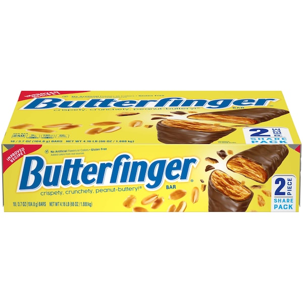 Nestle Nestle Butterfinger Share Pack 3.7 oz. Barras, PK144 - 00099900100804U

Pack para compartir de Nestle Butterfinger de 3.7 oz. de barras, PK144 - 00099900100804U
